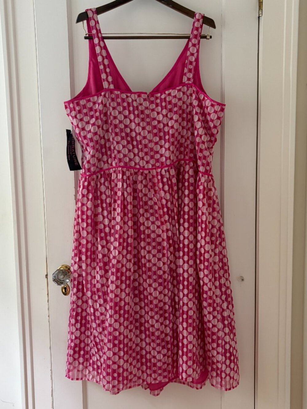 Signature by Robbie Bee pink and white polka dot dress Size 24 Lined - Picture 6 of 11
